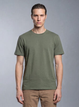 T-shirt Uni Fil D’Écosse Mercerisé - Khaki