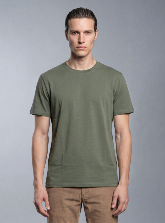 T-shirt Uni Fil D’Écosse Mercerisé - Khaki