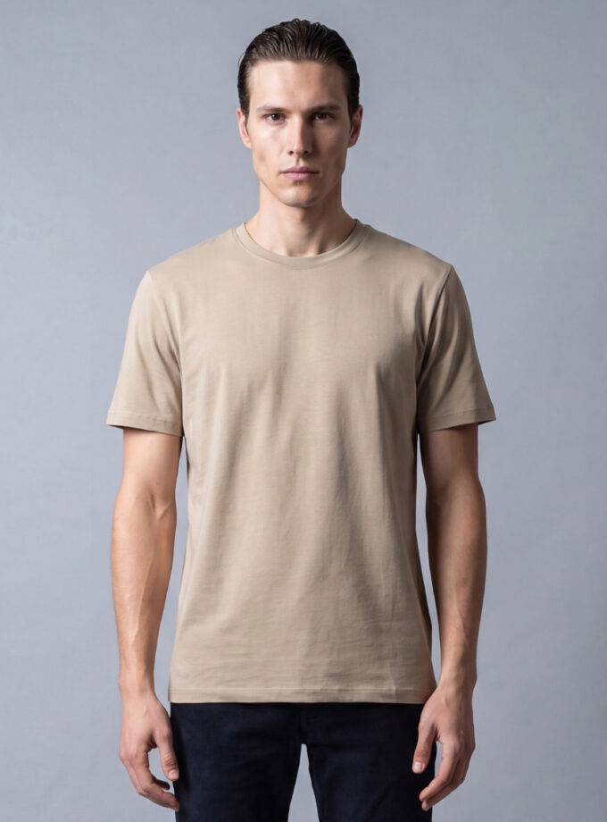 T-shirt Uni Fil D’Écosse Mercerisé - Beige