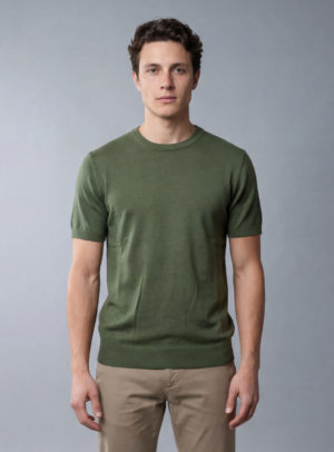 T-shirt Uni En Maille - Vert