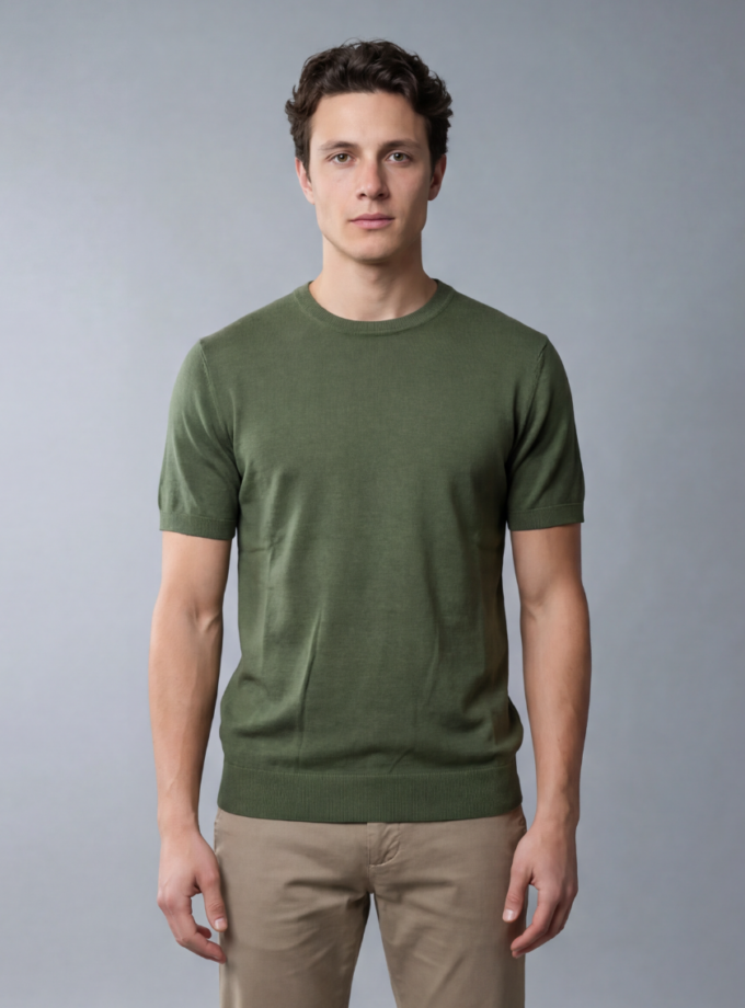 T-shirt Uni En Maille - Vert