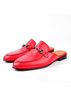 Mule Mocassin En Cuir - Rouge