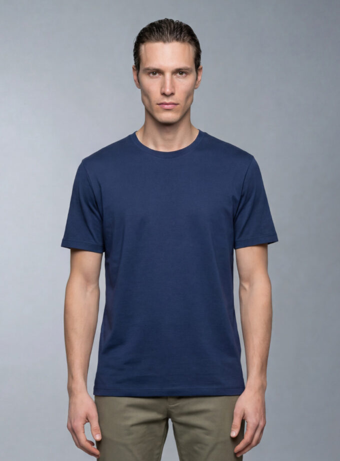 T-shirt Uni Fil D’Écosse Mercerisé - Bleu