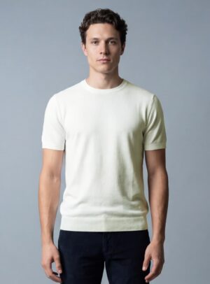 T-shirt Uni En Maille - Ecru