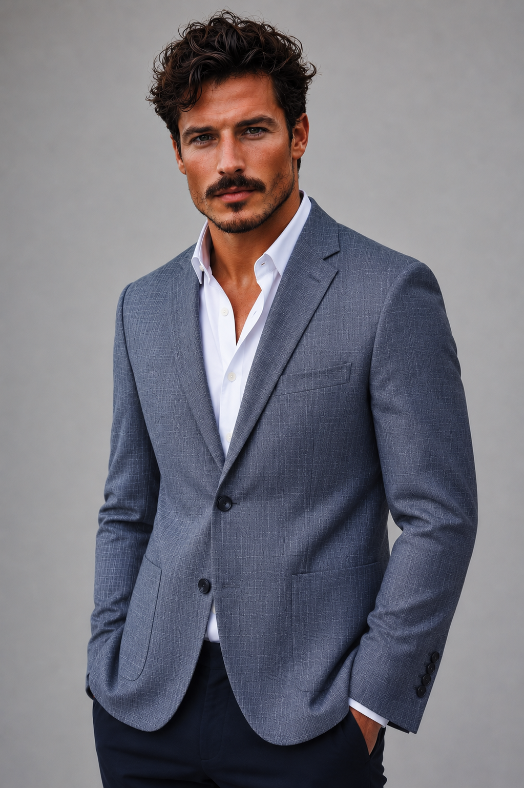 Veste Ajustée En Coton – Bleu Ciel