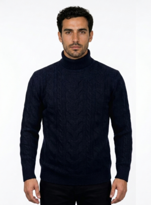 Pull à Col Roulé Torsadée - Marine